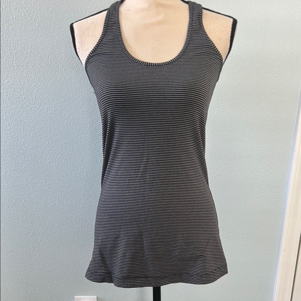 Lululemon Striped Black and Gray Tank Top Size 8